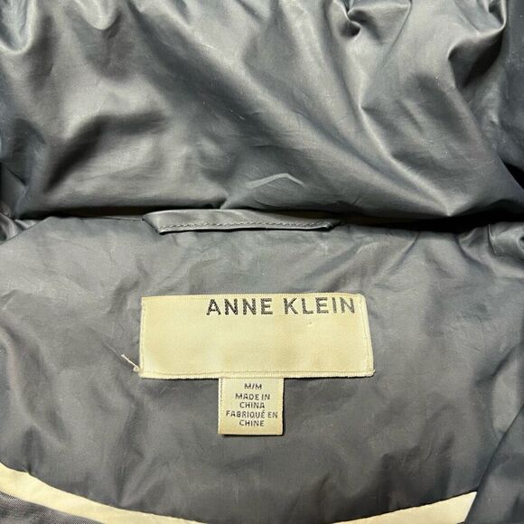 Anne Klein Womens Down Puffer Jacket Grey Size Medium Zip Up - Picture 4 of 15